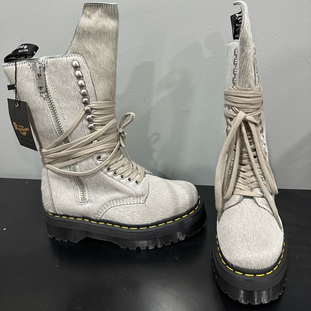 Rick Owens X Dr. Martens Boots, Off White, Size 7.5, NEVER WORN *Brand New*